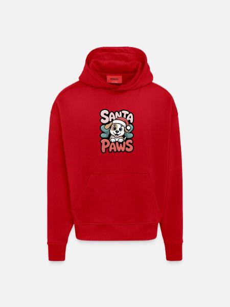Joulupukin tassut – söpö joulukoira, lahja - Heavyweight Oversized Organic huppari Made in EU - punainen