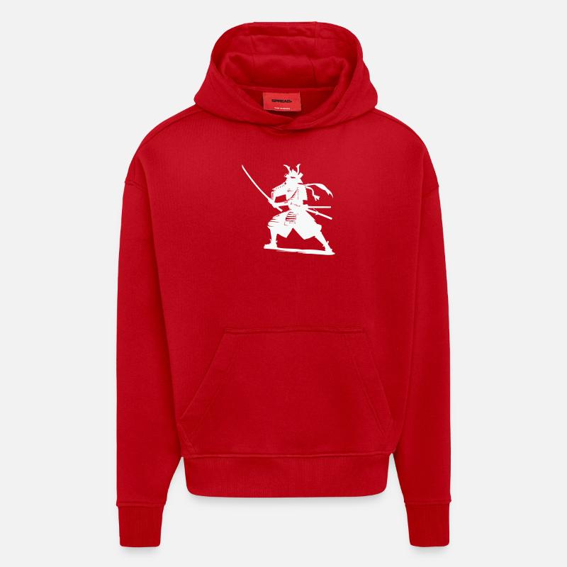 Samouraï - Sweat à capuche bio épais oversize fabriqué en UE - rouge