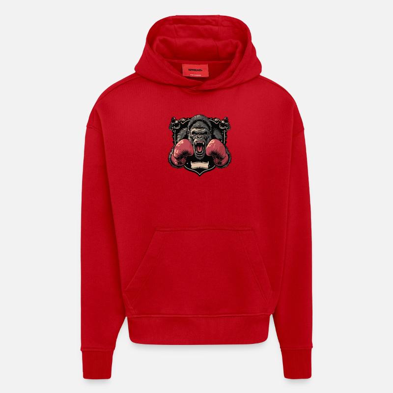 Gorilla Boxer MMA - Sweat à capuche bio épais oversize fabriqué en UE - rouge