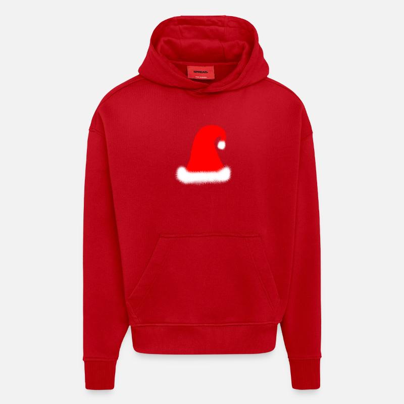 Chapeau de Noël classique - Sweat à capuche bio épais oversize fabriqué en UE - rouge