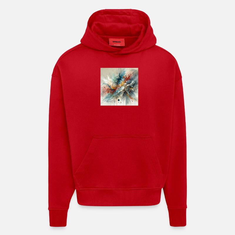 Dynamic Flow - Abstract Painting - Hoodie- made by SPREAD  - red