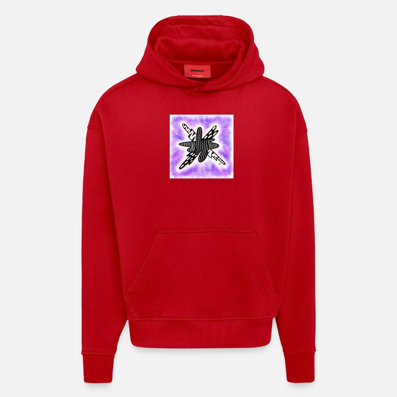 Creative patterned blob on violet - Hoodie- made by SPREAD  - red