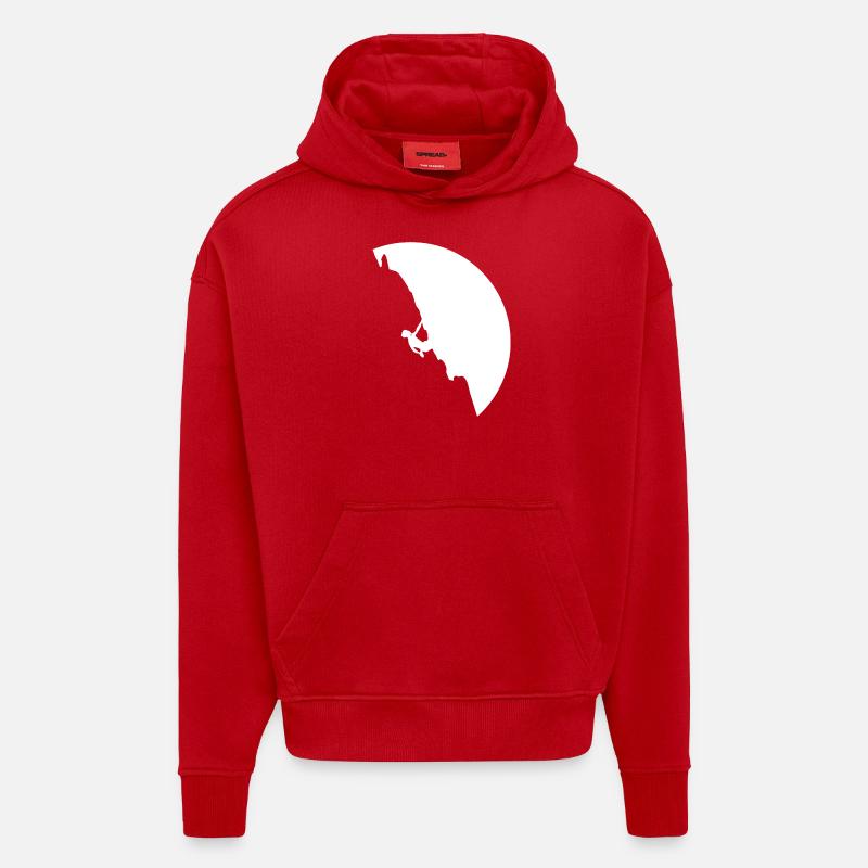 grimpeur - Sweat à capuche bio épais oversize fabriqué en UE - rouge