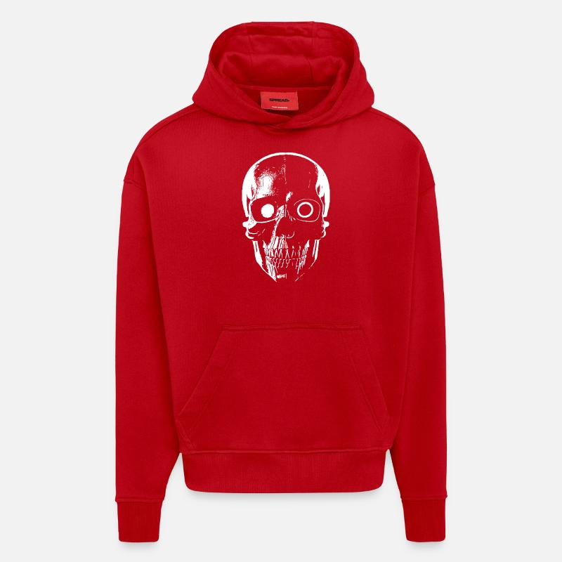 Sci-Fi Cyborg Skull - Hoodie- made by SPREAD - red