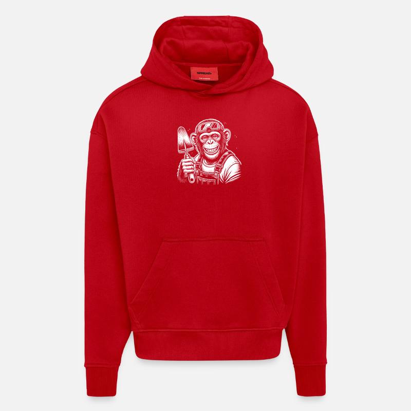 Maçon - Sweat à capuche bio épais oversize fabriqué en UE - rouge