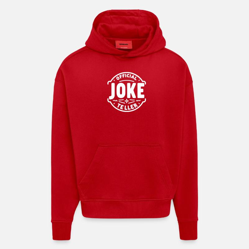 Narration officielle de blagues - Sweat à capuche bio épais oversize fabriqué en UE - rouge