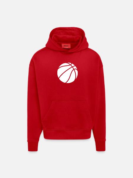 Basketball logo white - Hoodie- made by SPREAD - red