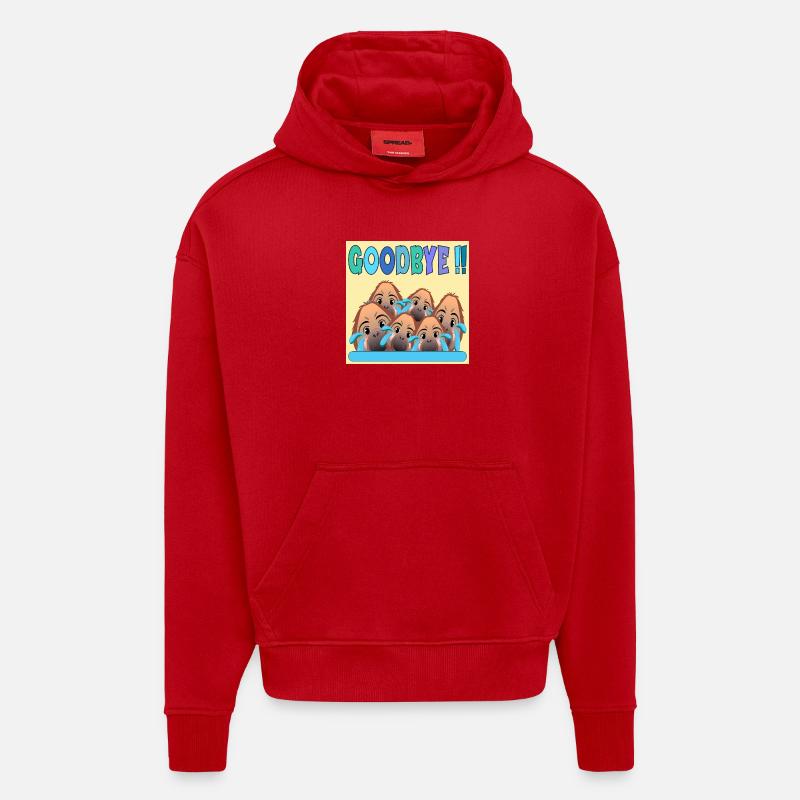 ADIEU ÉQUIPE GOODBYE MONKEY - Sweat à capuche bio épais oversize fabriqué en UE - rouge