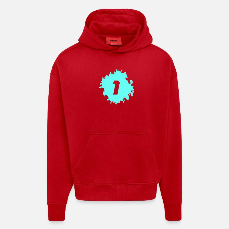 Blob à 1 chiffre - Sweat à capuche bio épais oversize fabriqué en UE - rouge