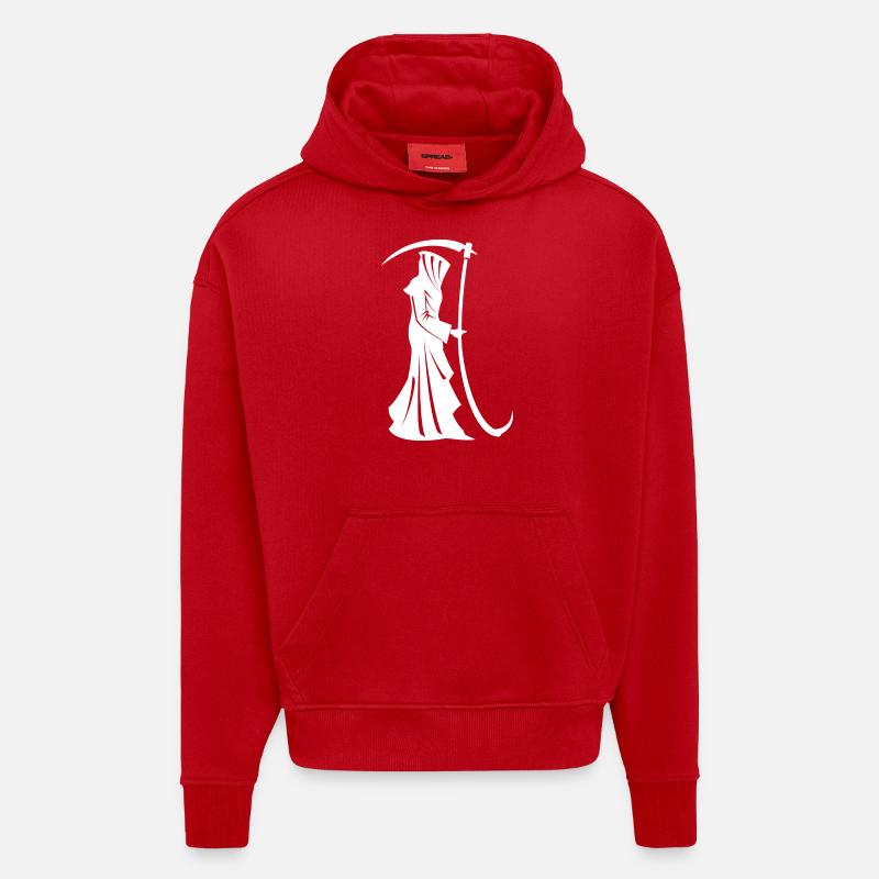 Grim Reaper, Reaper - Sweat à capuche bio épais oversize fabriqué en UE - rouge