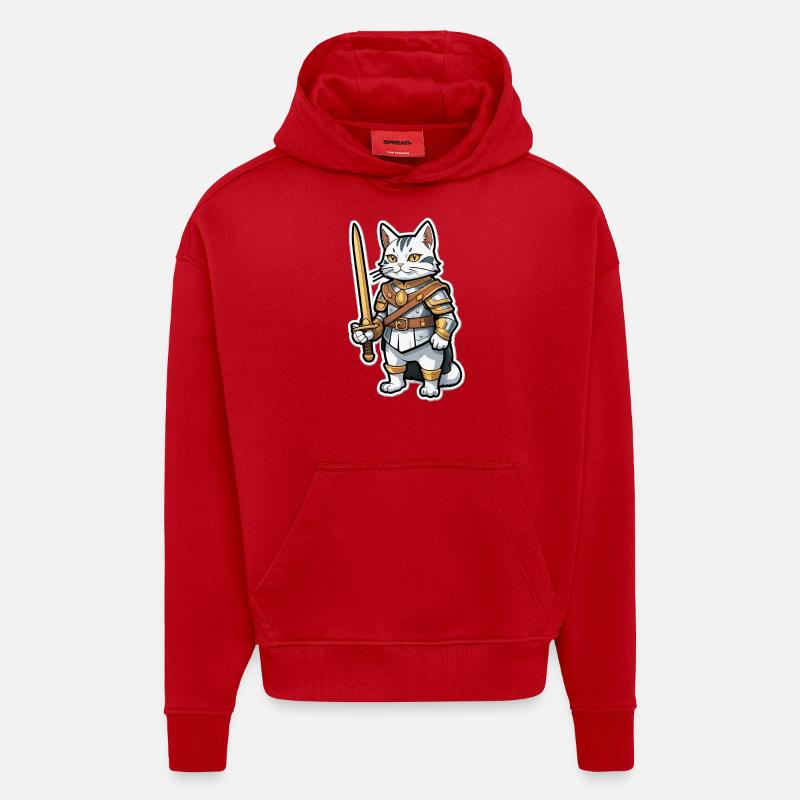 Katze Ritter Comic - Hoodie- made by SPREAD  - Rot