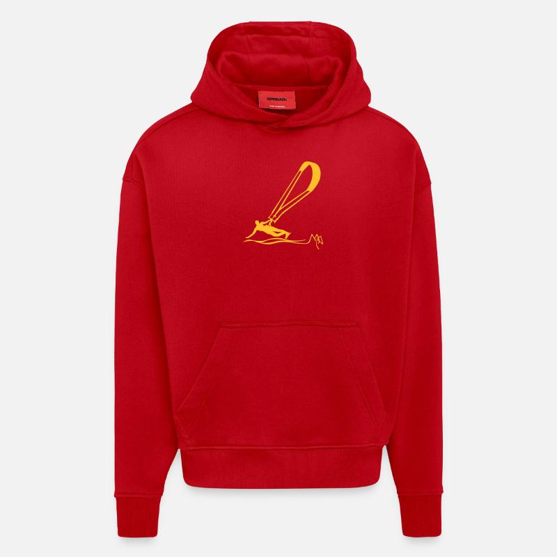Kiter - Sweat à capuche bio épais oversize fabriqué en UE - rouge