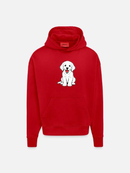 Golden_Retriever_Welpen_sitzend_weiss - Hoodie- made by SPREAD  - red