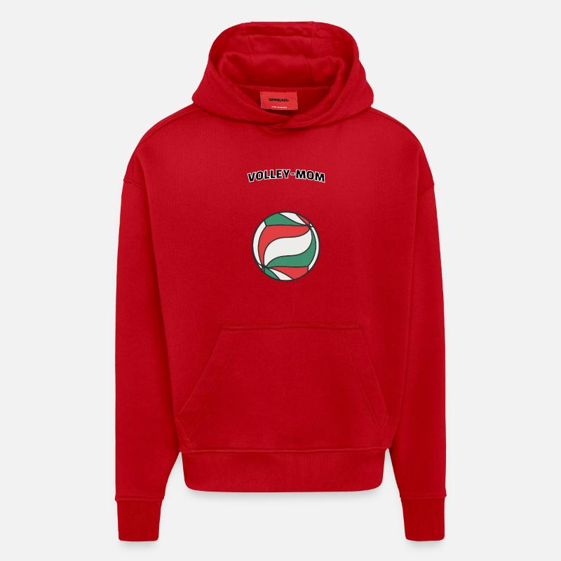 Volley-maman - Sweat à capuche bio épais oversize fabriqué en UE - rouge