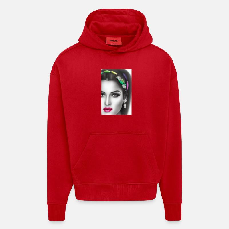 Frau mit Schmuck - Hoodie- made by SPREAD  - Rot