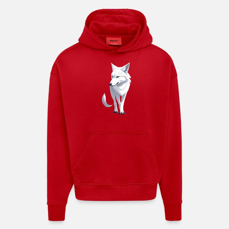 Weißer Wolf - Hoodie- made by SPREAD  - Rot