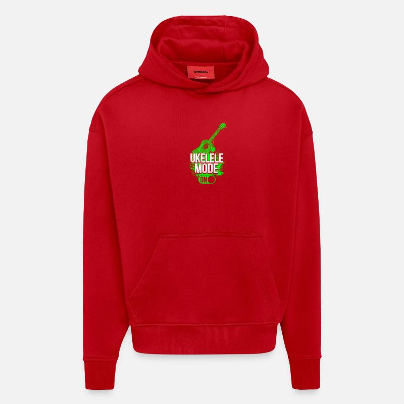 Mode du ukulélé hawaïen ukélé - Sweat à capuche bio épais oversize fabriqué en UE - rouge