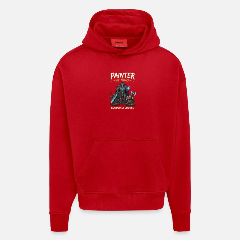 Maler der Minis Armeenbauer - Sweat à capuche bio épais oversize fabriqué en UE - rouge