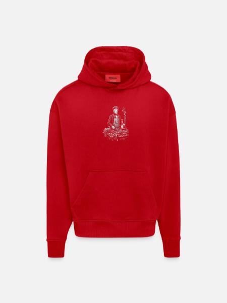 James K. Polk chez BBQ Grilling - Sweat à capuche bio épais oversize fabriqué en UE - rouge
