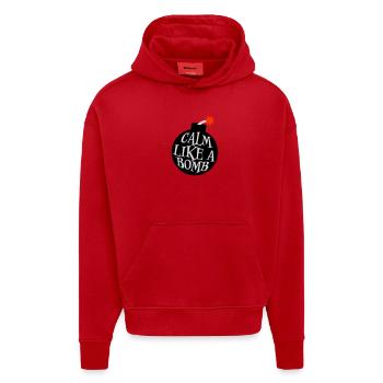 Calme comme une bombe Paradoxe Ironie Humour Blague explosive - Sweat à capuche bio épais oversize fabriqué en UE - rouge - Devant