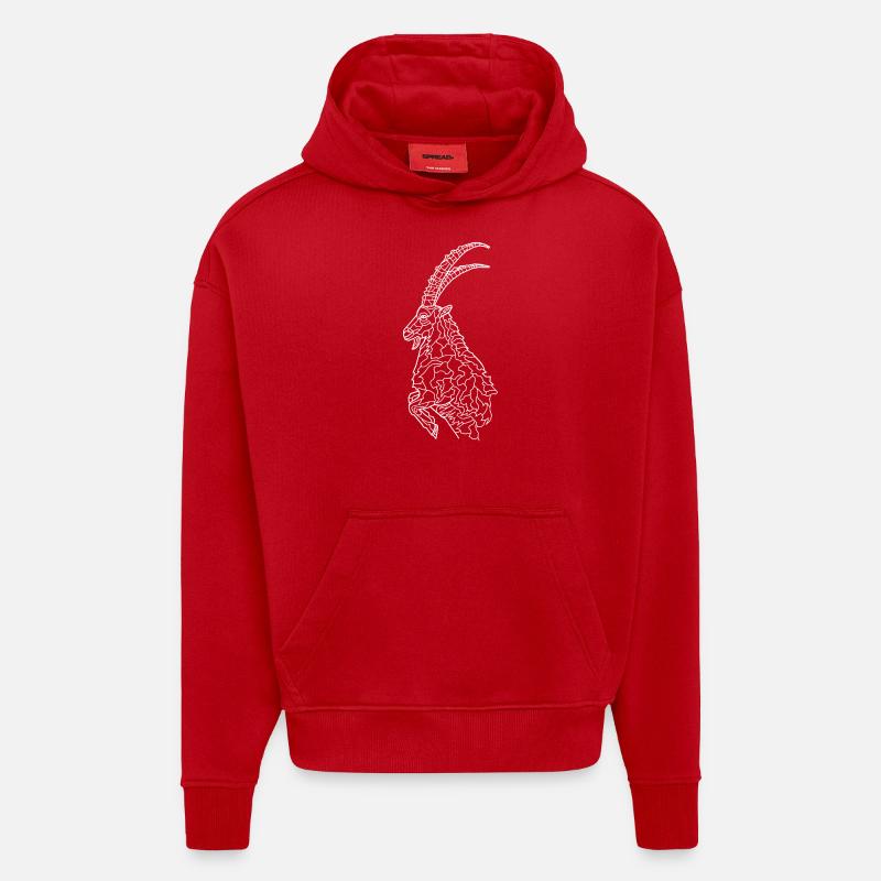 Steinbock weiß - Hoodie- made by SPREAD  - Rot