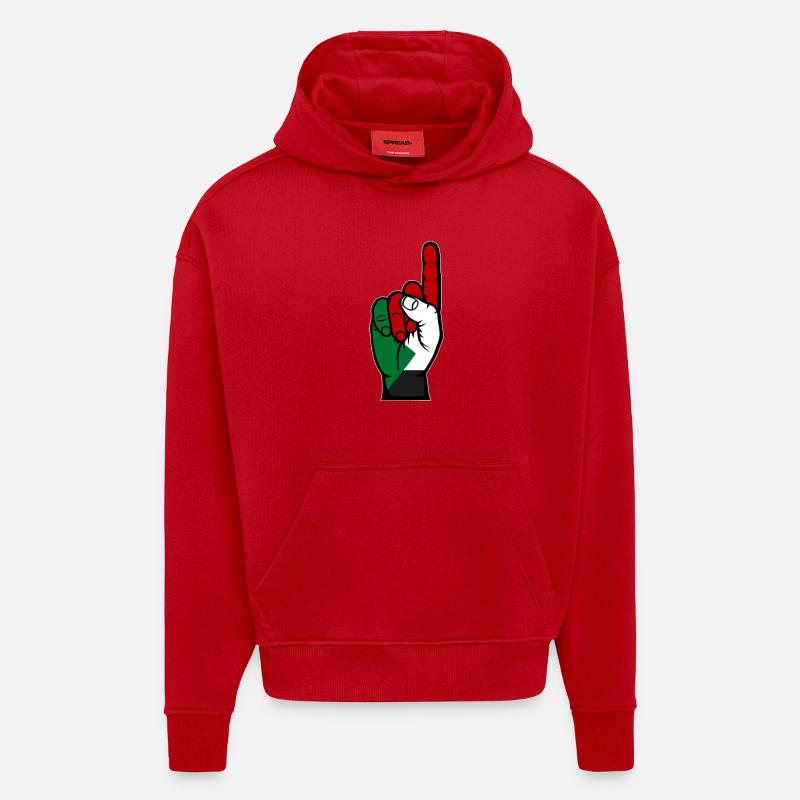 Drapeau soudanais numéro 1 - Sweat à capuche bio épais oversize fabriqué en UE - rouge