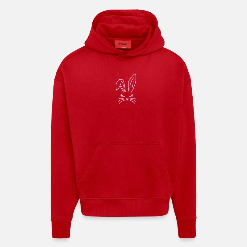 Murmures de doux lapin - Sweat à capuche bio épais oversize fabriqué en UE - rouge