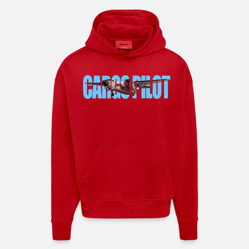 Pilote cargo C-2A - Sweat à capuche bio épais oversize fabriqué en UE - rouge