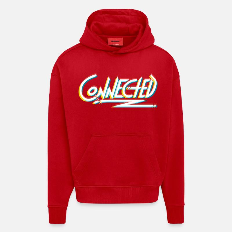 Connected_white_prism - Sweat à capuche bio épais oversize fabriqué en UE - rouge