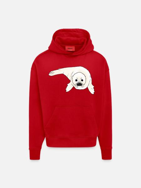Bébé phoque - Sweat à capuche bio épais oversize fabriqué en UE - rouge