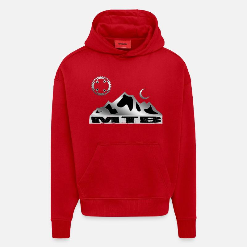 Vélo VTT - Sweat à capuche bio épais oversize fabriqué en UE - rouge