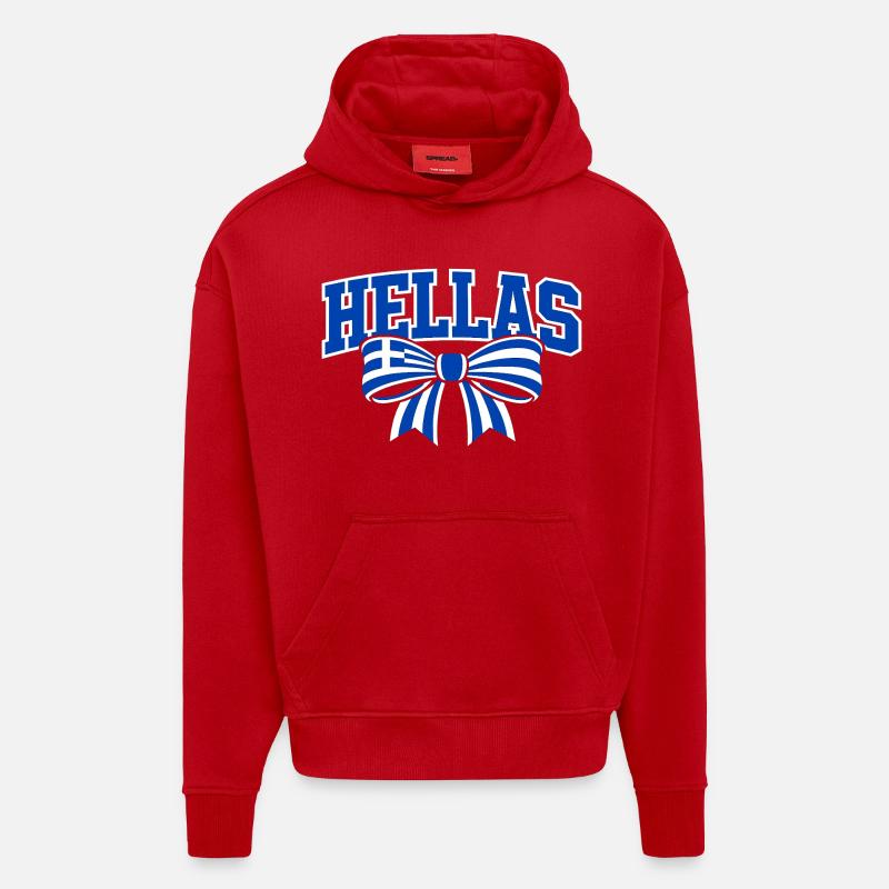 Boucle d’Hellas - Sweat à capuche bio épais oversize fabriqué en UE - rouge