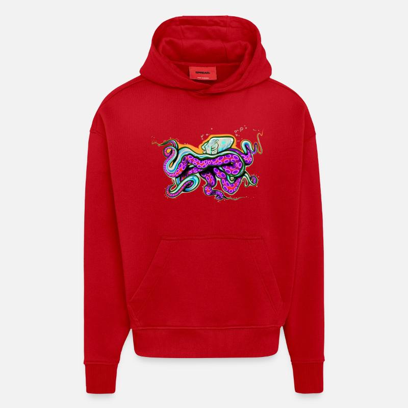 Octopus - Hoodie- made by SPREAD  - red