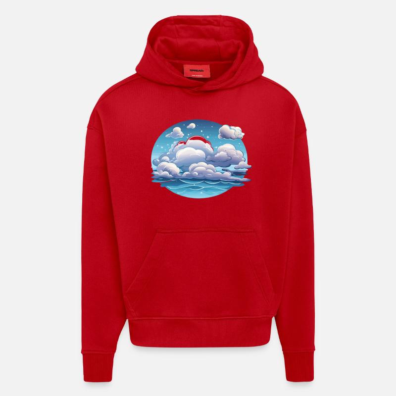 Circular clouds over the ocean - Hoodie- made by SPREAD - red