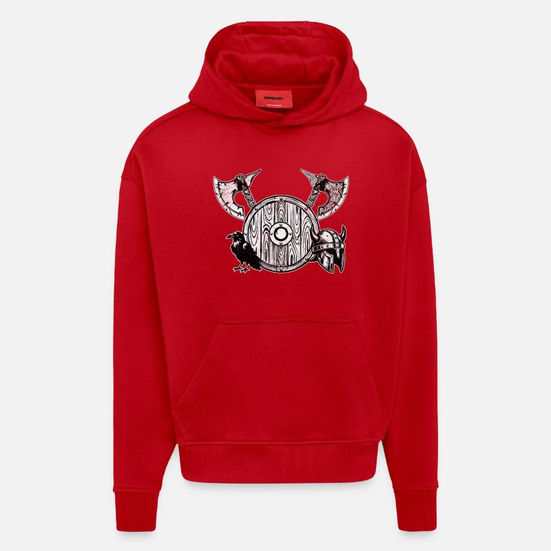 Nordic Axt und Schild - Hoodie- made by SPREAD - Rot