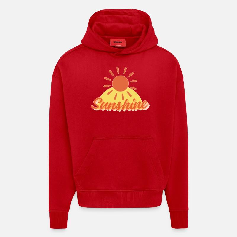 Le soleil brille - Sweat à capuche bio épais oversize fabriqué en UE - rouge
