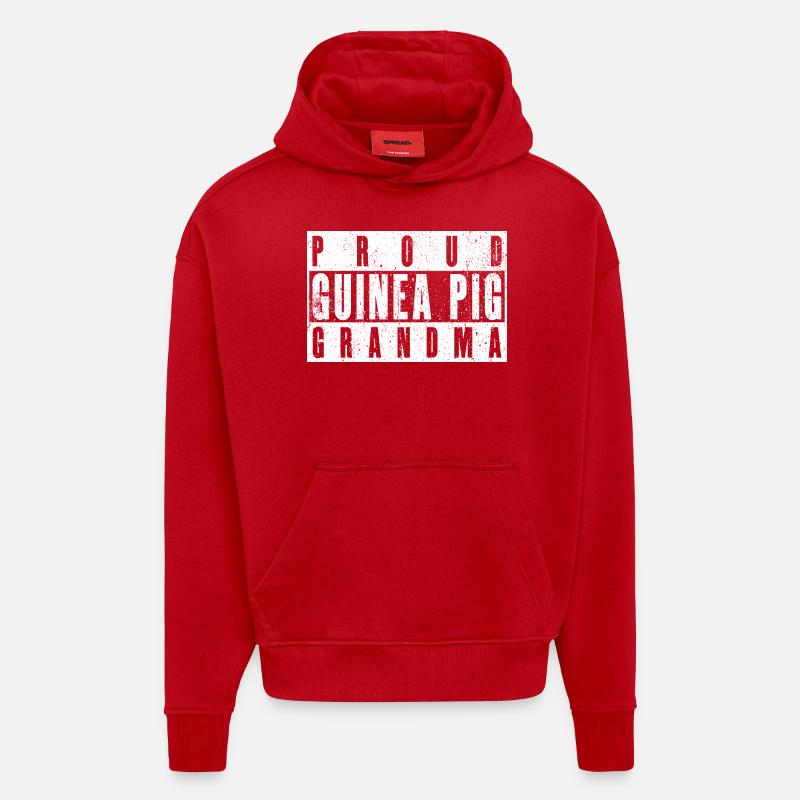 Fière grand-mère cochon d’Inde - Sweat à capuche bio épais oversize fabriqué en UE - rouge