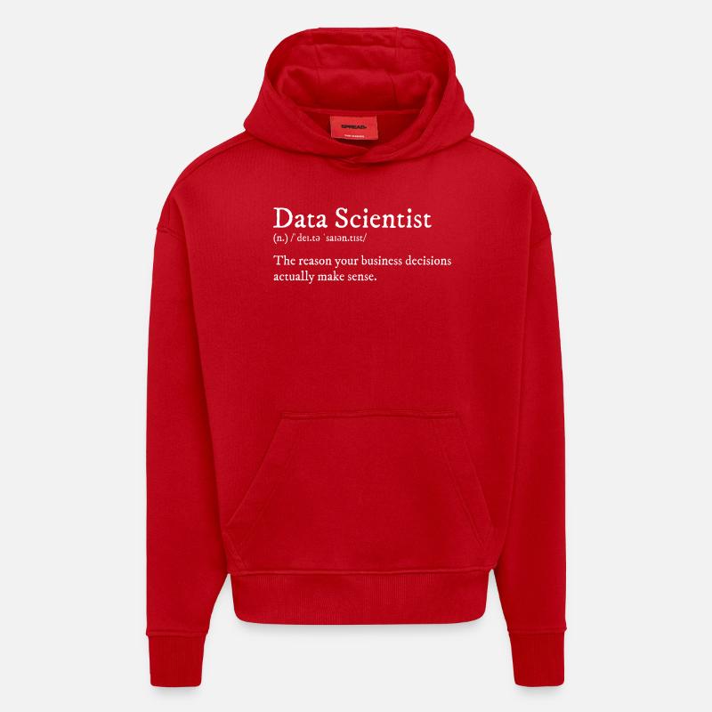 Conception Data Scientist - Sweat à capuche bio épais oversize fabriqué en UE - rouge