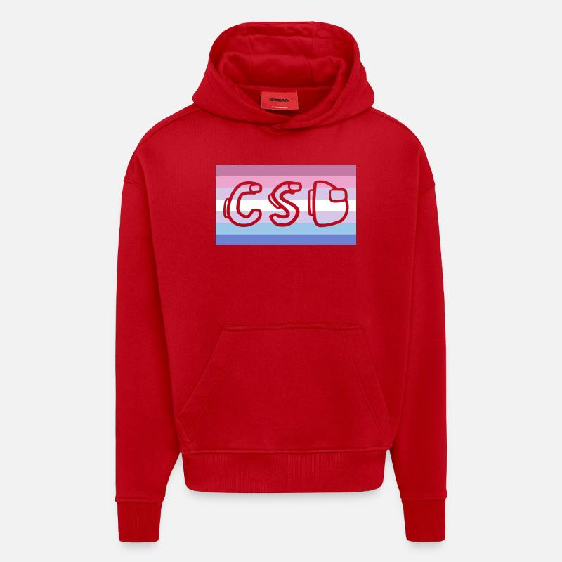 Fierté bigenre CSD - Sweat à capuche bio épais oversize fabriqué en UE - rouge
