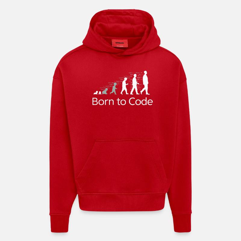 BORN TO CODE - Hoodie- made by SPREAD  - red