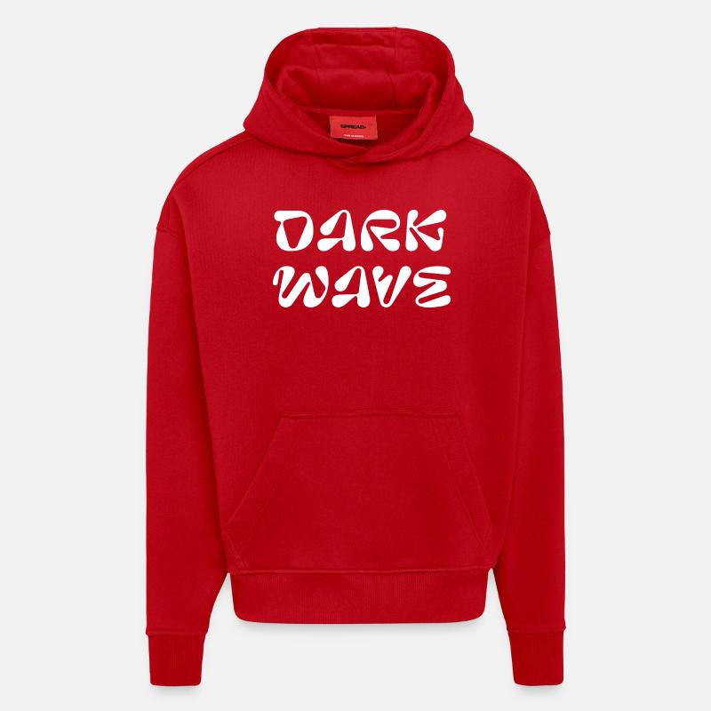 Conception du logo Dark WAVE - Sweat à capuche bio épais oversize fabriqué en UE - rouge