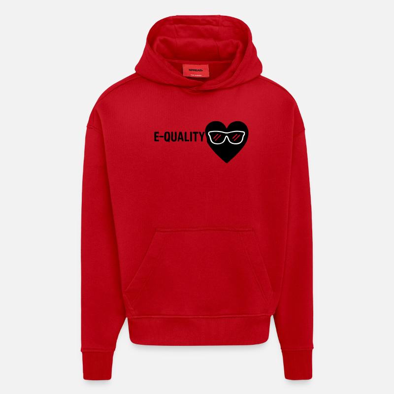 QUALITÉ E - Sweat à capuche bio épais oversize fabriqué en UE - rouge