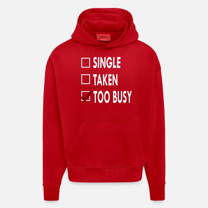 SINGLE TOO BUSY - Sweat à capuche bio épais oversize fabriqué en UE - rouge
