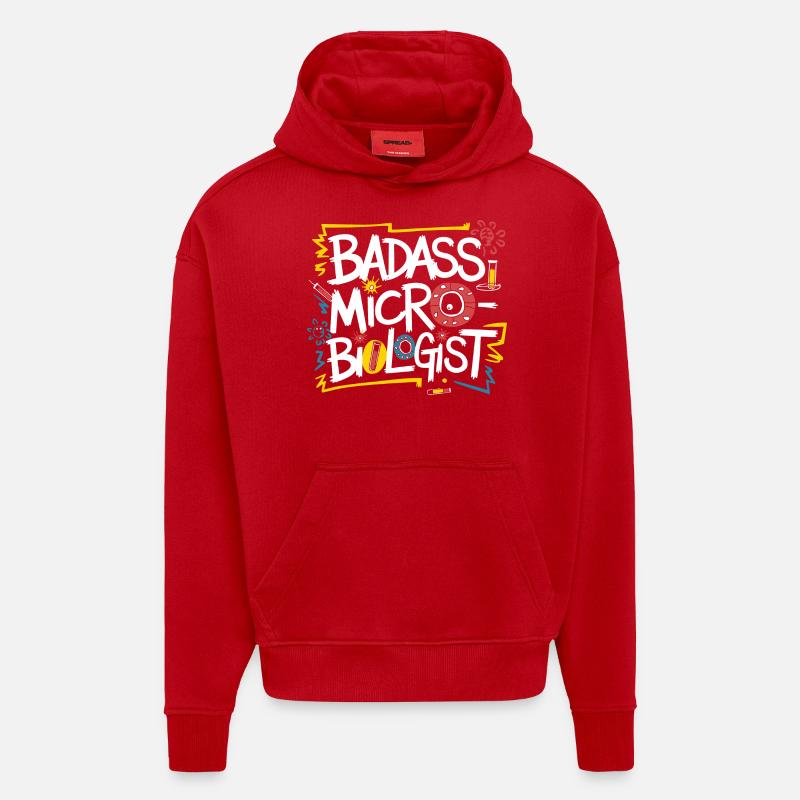 Fier de la microbiologie - Sweat à capuche bio épais oversize fabriqué en UE - rouge