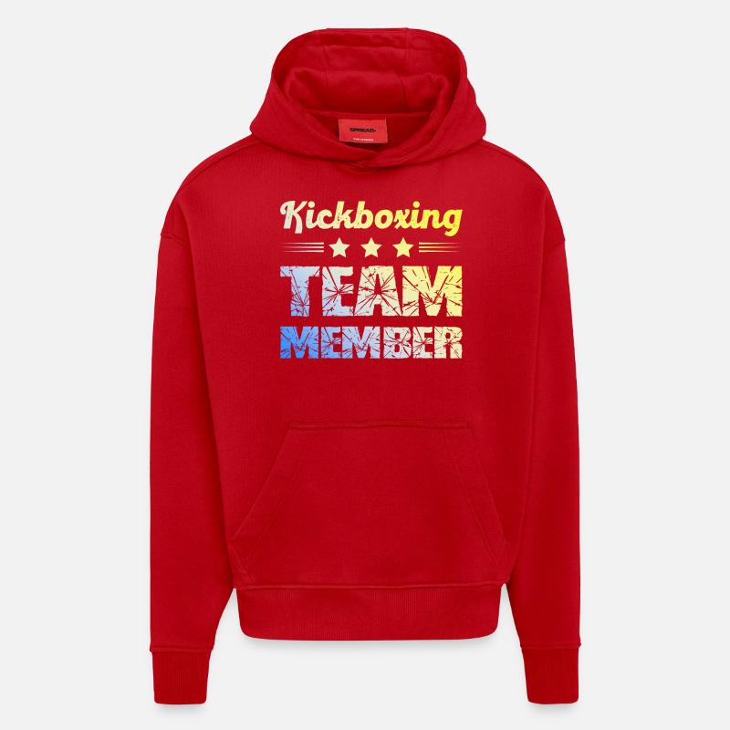 Équipe de kickboxing - Sweat à capuche bio épais oversize fabriqué en UE - rouge