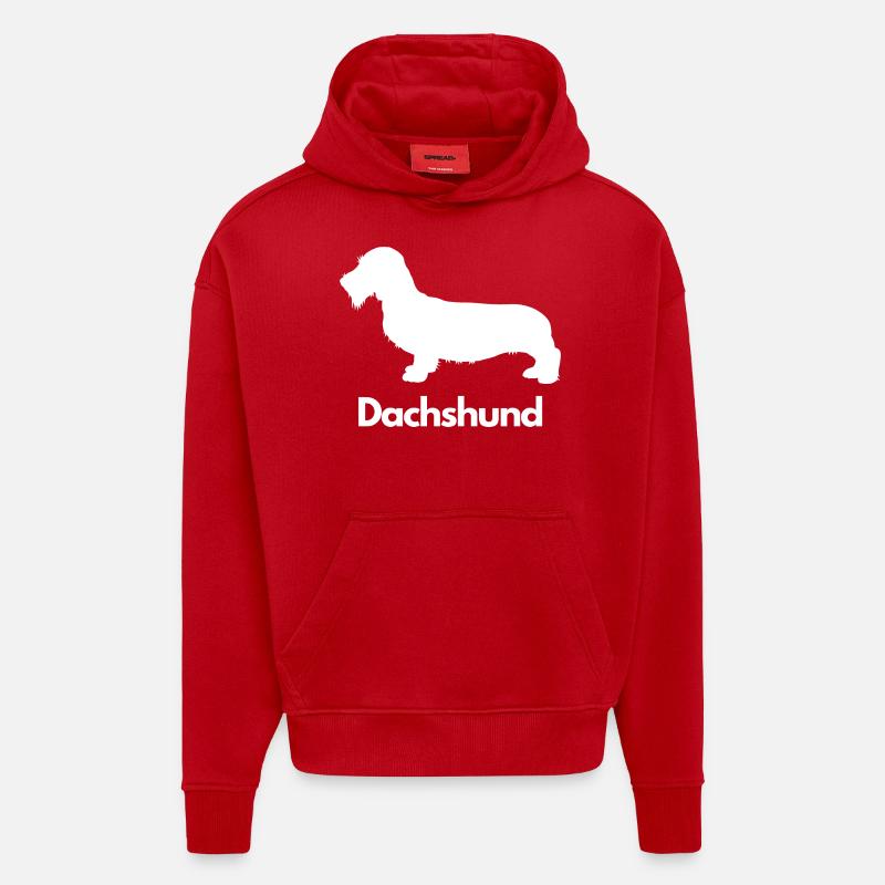 Dachshund, Dackel, Teckel, Rauhaardackel - Hoodie- made by SPREAD  - Rot