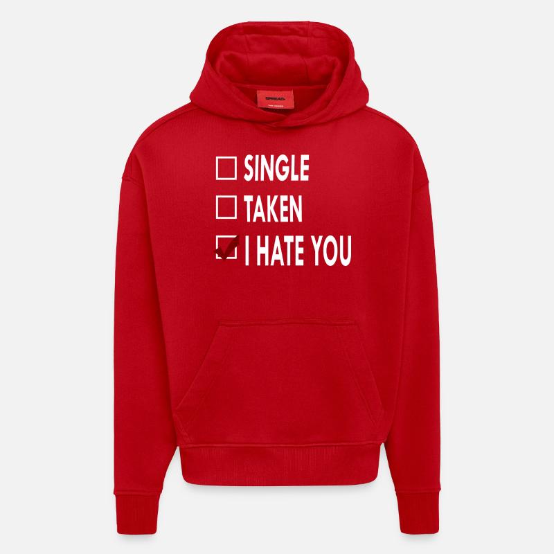 SINGLE HATE - Sweat à capuche bio épais oversize fabriqué en UE - rouge