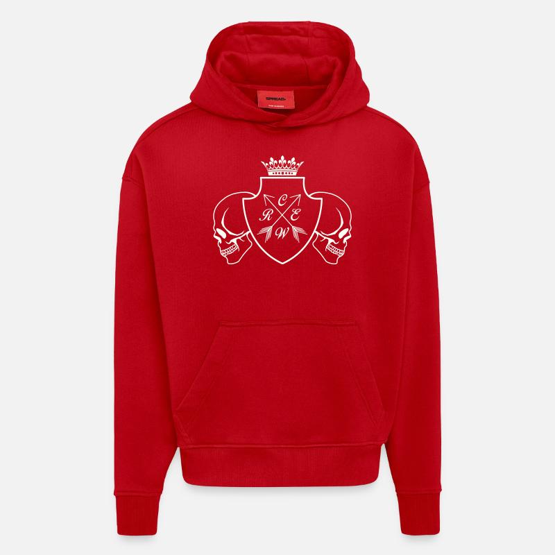 crew skull - Hoodie- made by SPREAD  - red