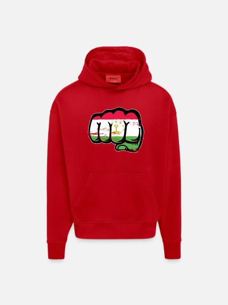 Tadschikistan_Flagge_Faust_used - Hoodie- made by SPREAD - red