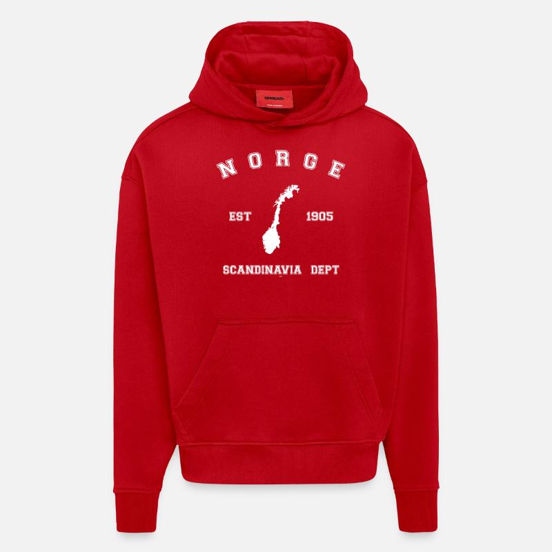 Norge - Sweat à capuche bio épais oversize fabriqué en UE - rouge
